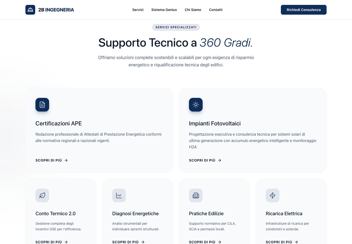 Anteprima del progetto 2B Ingegneria — Redesign concept